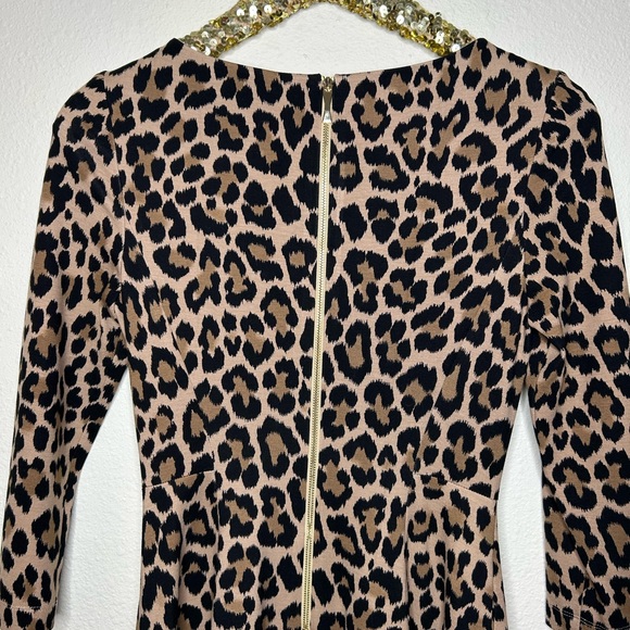 Kate Spade Leopard Boatneck Fit & Flare 3/4 Sleeve Dress 2 - Picture 6 of 7
